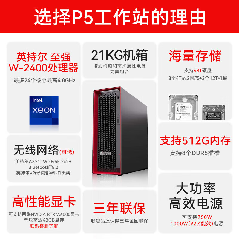联想塔式工作站 ThinkStation P5 W3 2